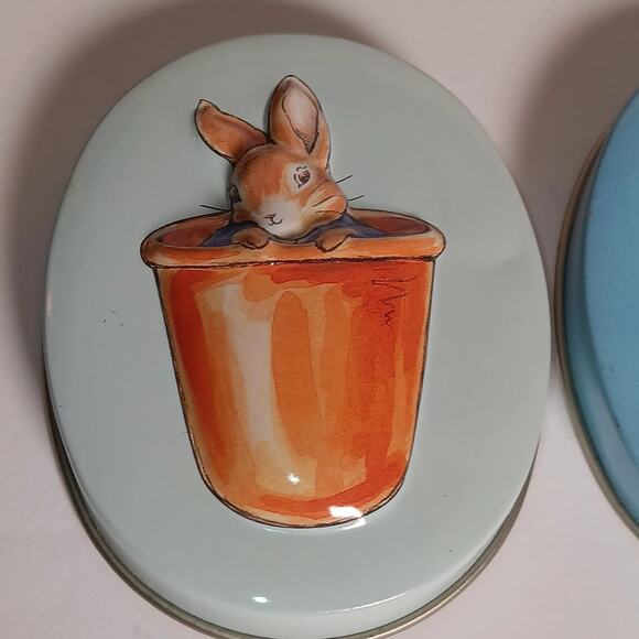 Lot of 2 Vintage Rabbit Frederick Warne & Co Tin Gift Box EMPTY Easter Bunny Lid - Picture 7 of 16